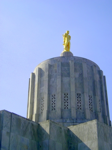 The Gold Pioneer on top of the Capitol Building in Salem